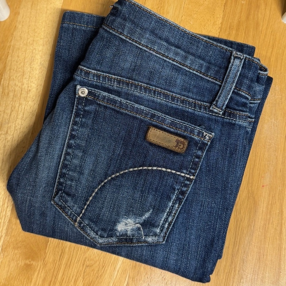 Joe's‎ Jeans Twiggy Jolie Boot Cut 26 Dark Wash Distressed Short Petite Low Rise